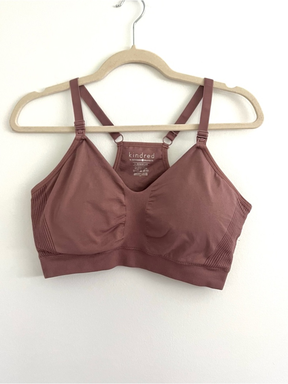 Kindred Bravely Dusty Mauve Rosewood Seamless Nursing Bra Size Large